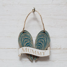 Load image into Gallery viewer, Personalised Mussel Shell Hanging Decoration | Laser Engraved Coastal Gift