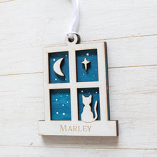 Load image into Gallery viewer, Personalised Cat Christmas Tree Decoration - Moon & Star Design | Custom Pet Ornament