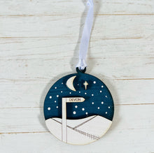 Load image into Gallery viewer, Night Sky Rural Signpost Christmas Decoration with your favourite place
