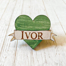 Load image into Gallery viewer, Green Heart Shaped School Bag Badge