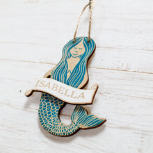 Load image into Gallery viewer, Personalised Mermaid Hanging Decoration | Laser Engraved Keepsake Gift