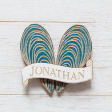 Load image into Gallery viewer, Personalised Mussel Shell Magnet | Laser Engraved Coastal Gift