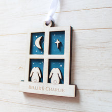 Load image into Gallery viewer, Personalised Bunny Rabbit Christmas Tree Decoration - Moon & Star Design | Custom Pet Ornament