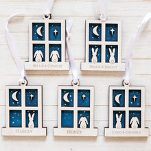 Load image into Gallery viewer, Personalised Bunny Rabbit Christmas Tree Decoration - Moon & Star Design | Custom Pet Ornament