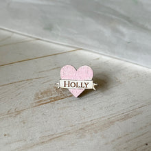 Load image into Gallery viewer, Pink Heart Shaped Book Bag Pin Badge