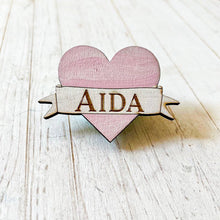 Load image into Gallery viewer, Pink Heart Shaped School Bag Badge