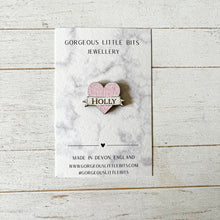 Load image into Gallery viewer, Pink Heart Shaped Book Bag Pin Badge