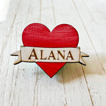 Load image into Gallery viewer, Red Heart Shaped School Bag Badge