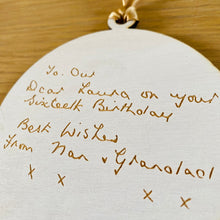 Load image into Gallery viewer, Handwriting Engraved Sentimental Hanging Gift Token