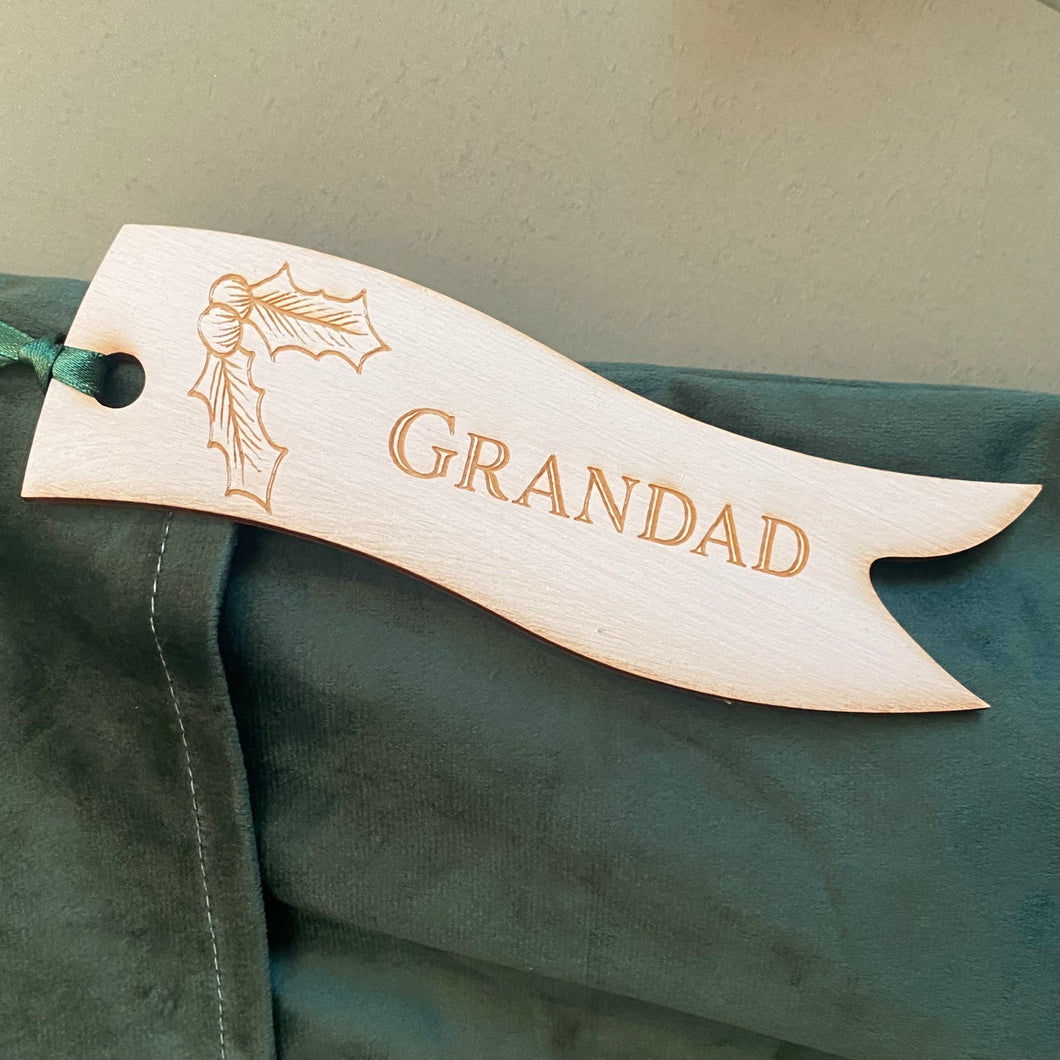 Holly Personalised Stocking Tag