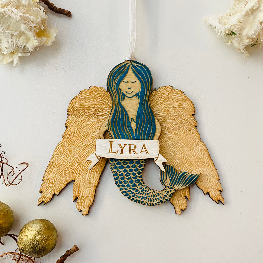 Personalised Mermaid Angel Christmas Tree Decoration