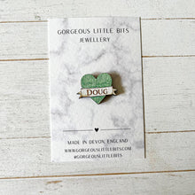 Load image into Gallery viewer, Green Heart Shaped Book Bag Pin Badge
