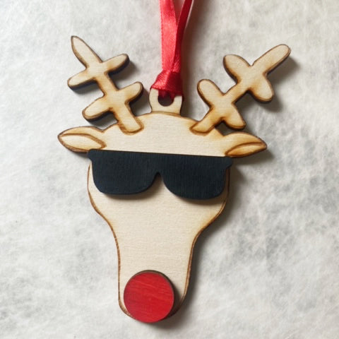 Dudeolph Cool Reindeer Christmas Tree Decoration