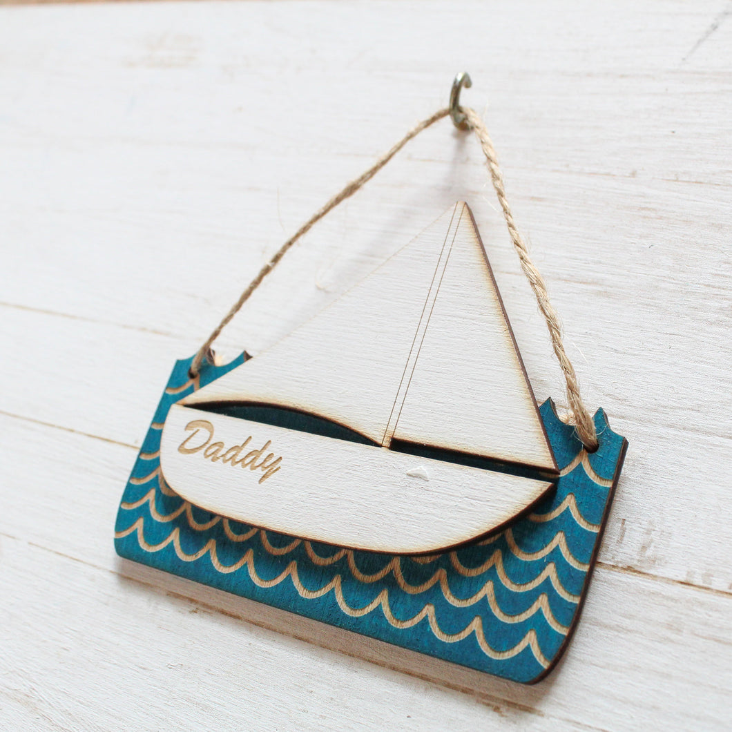Sailing Boat Personalised Decoration I Hanging or Magnet Decor