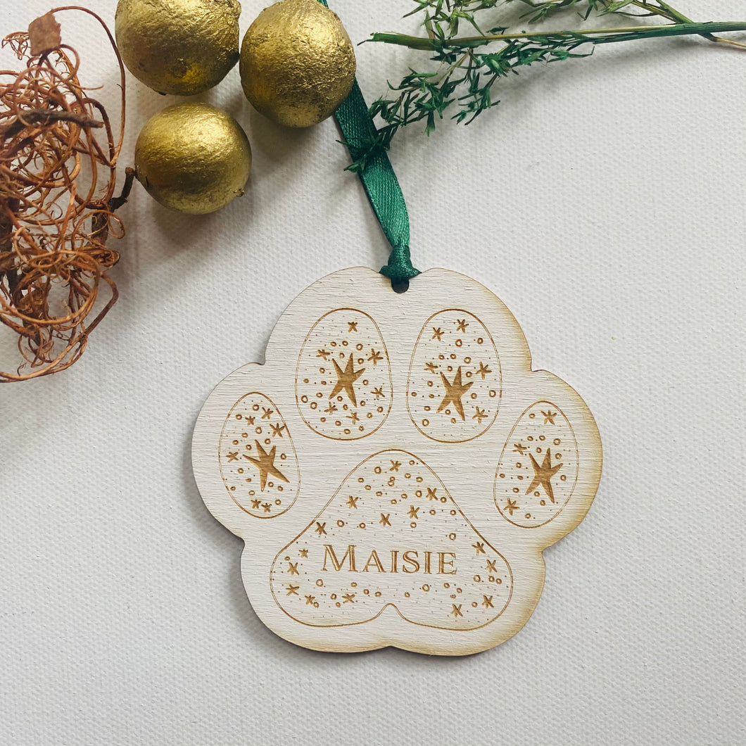 Personalised Christmas Paw Print Decoration