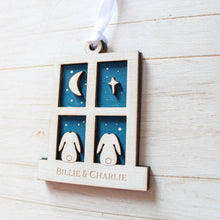 Load image into Gallery viewer, Personalised Bunny Rabbit Christmas Tree Decoration - Moon &amp; Star Design | Custom Pet Ornament
