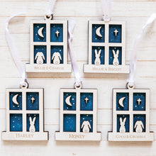 Load image into Gallery viewer, Personalised Bunny Rabbit Christmas Tree Decoration - Moon &amp; Star Design | Custom Pet Ornament
