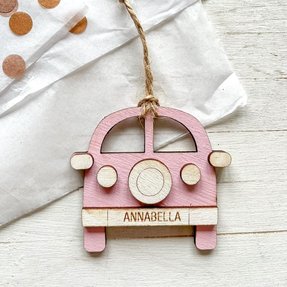 Hanging Campervan Personanalised Christmas Decoration