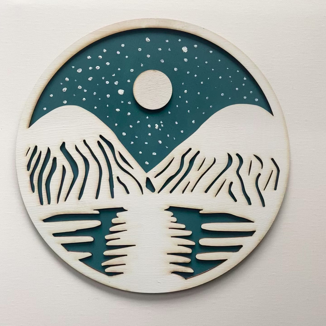 Mountains and Moon Circular Artwork