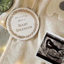 Load image into Gallery viewer, Pregnancy Announcement Leaf Plaque Whitewashed Wood 11 x 11cm
