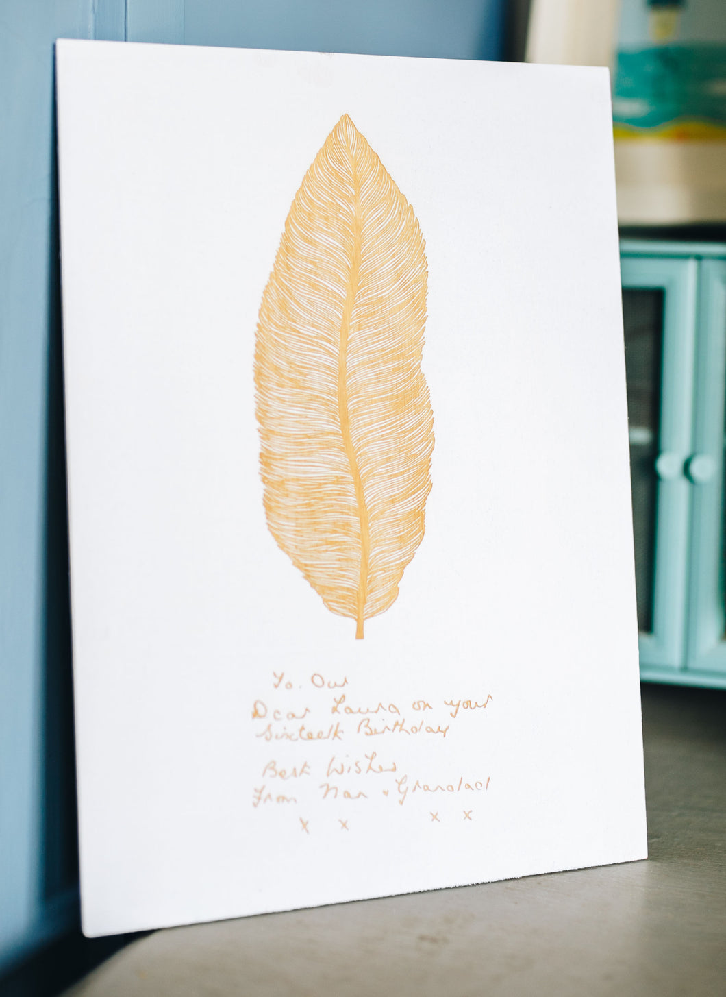 Note From a Loved One With Feather Engraved on Wood