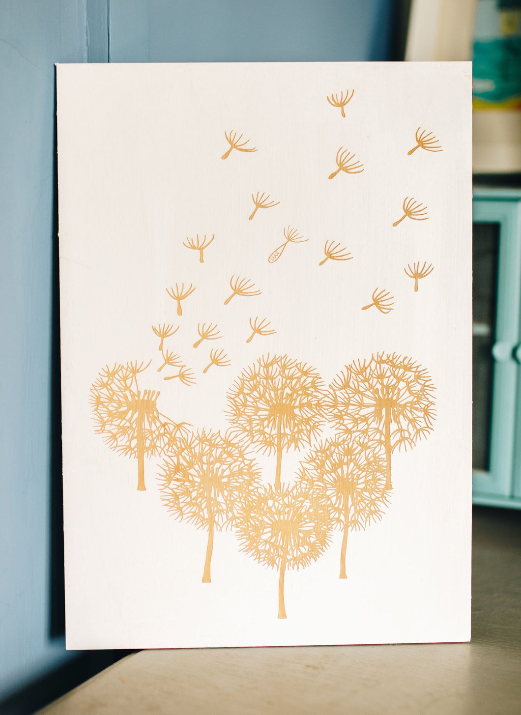 Dandelion Clocks with Personalised Memorial Name in Clock Engraved on Wood