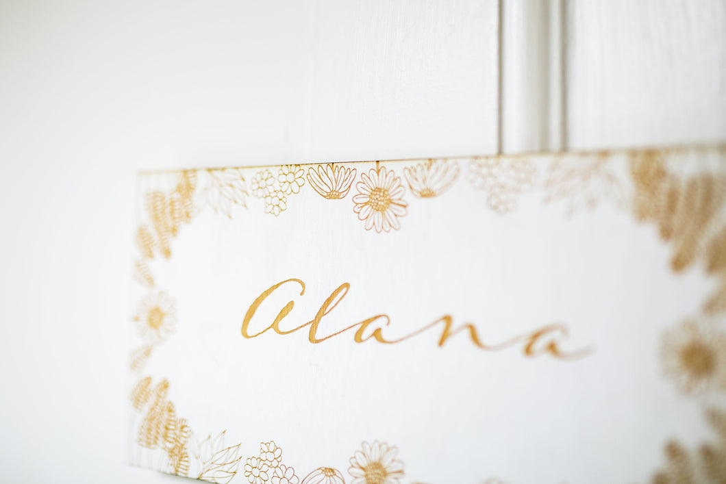 Wildflower Personalised Room Sign Engraved on Wood