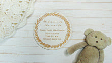 Load image into Gallery viewer, Baby Announcement Leaf Plaque Whitewashed Wood 11 x 11cm
