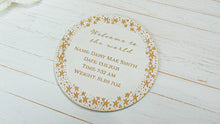 Load image into Gallery viewer, Baby Announcement Stars Plaque Whitewashed Wood 11 x 11cm
