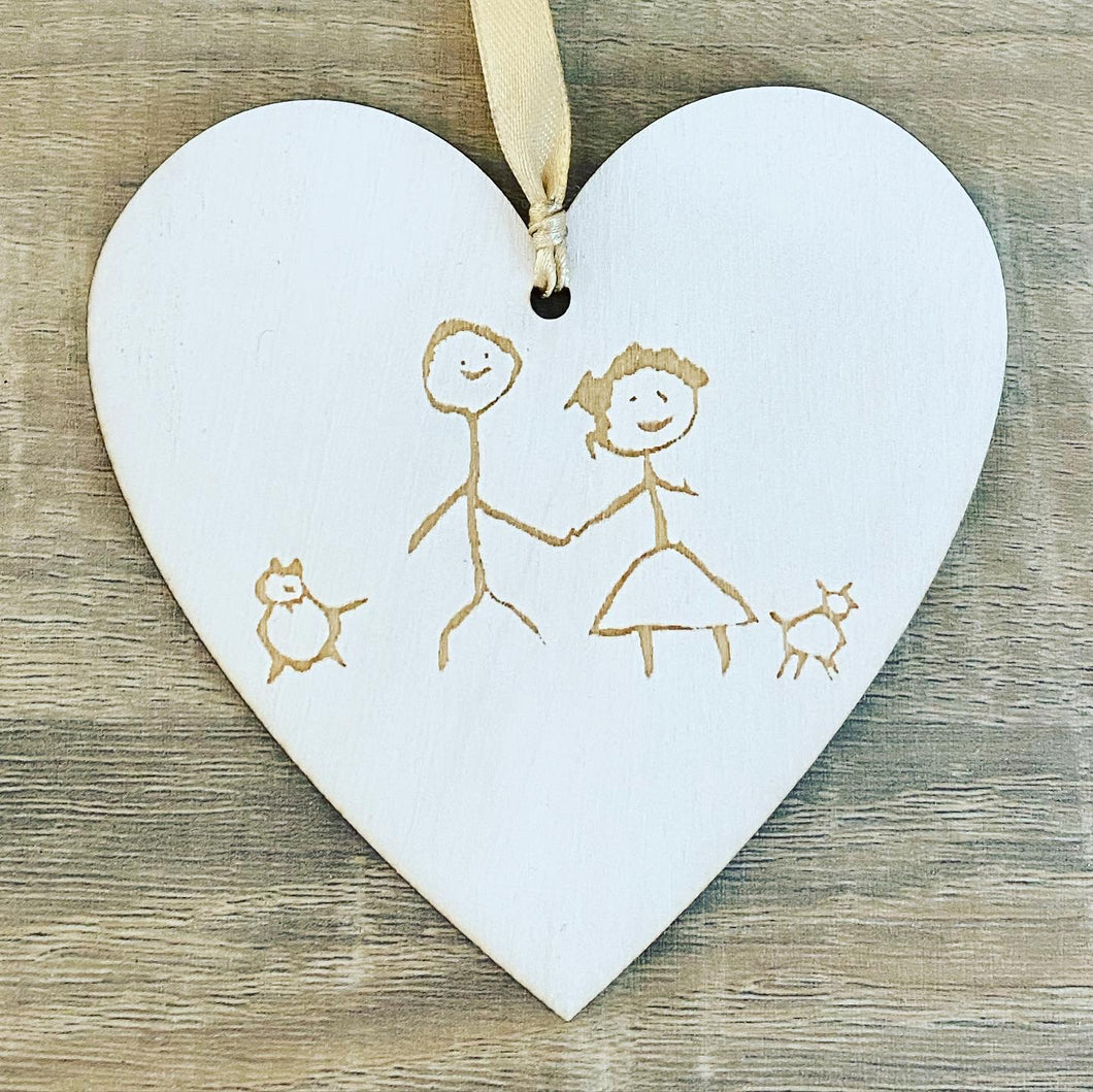 Children’s Drawing Engraved  Wooden Token