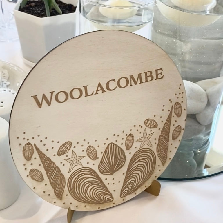 Coastal White Wooden Circle Table Name Table Number – Gorgeous Little Bits