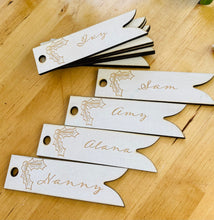 Load image into Gallery viewer, Holly Personalised Re-usable White Wooden Christmas Tags
