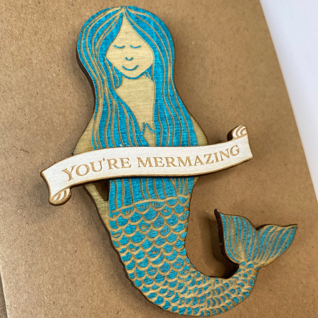 ‘You’re Mermazing' Mermaid Greetings Card with Magnet Gift Keepsake