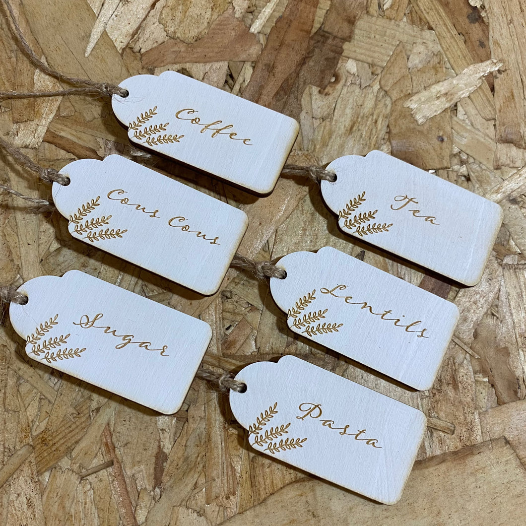 Engraved Storage Jar Tags - Set of 6