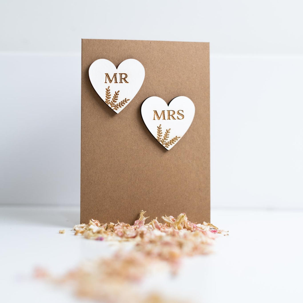 Mr & Mrs / Mr & Mr / Mrs & Mrs Wooden Magnet Keepsake Gift Card