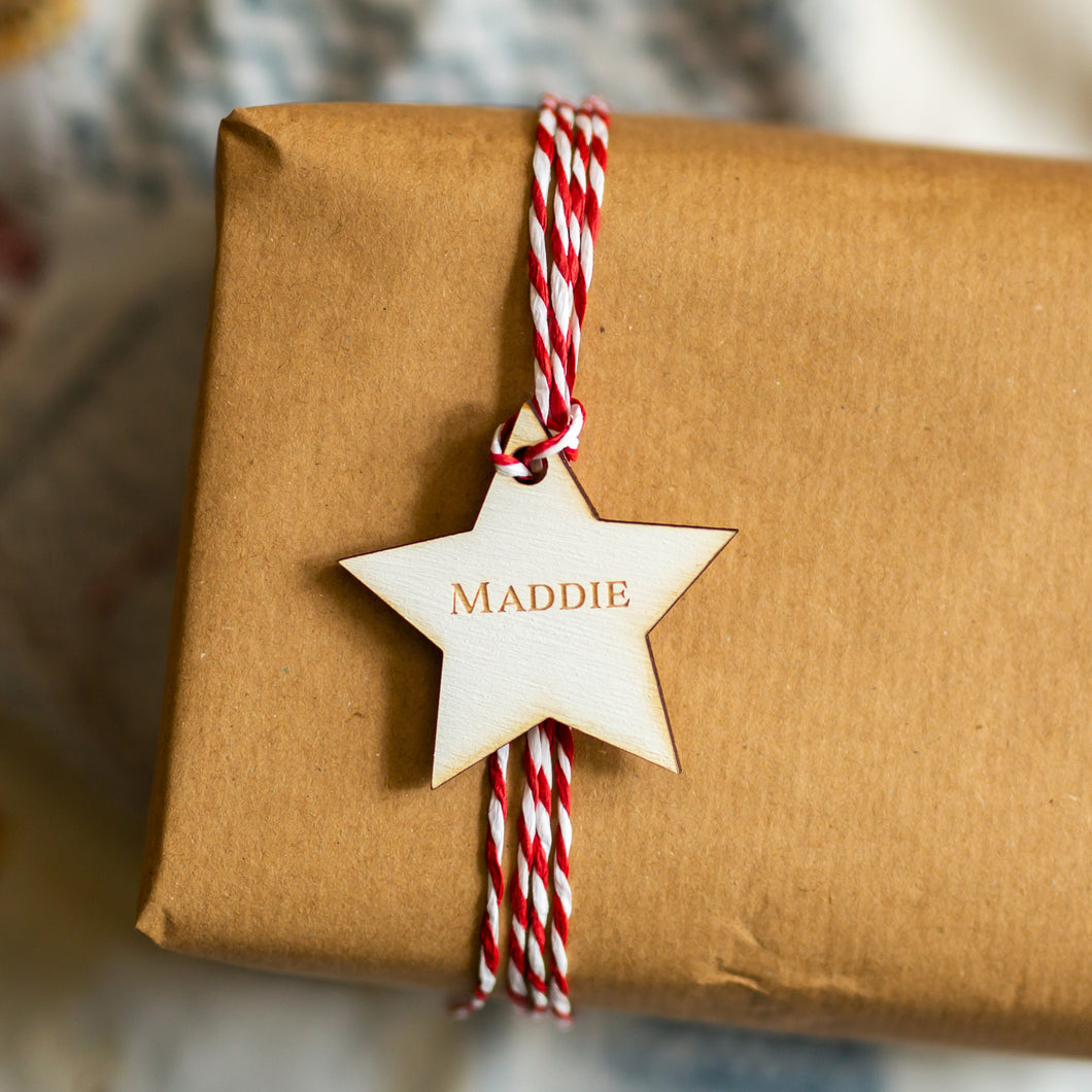 Mini Star White Wooden Personalised Gift Tag - Pack of 10