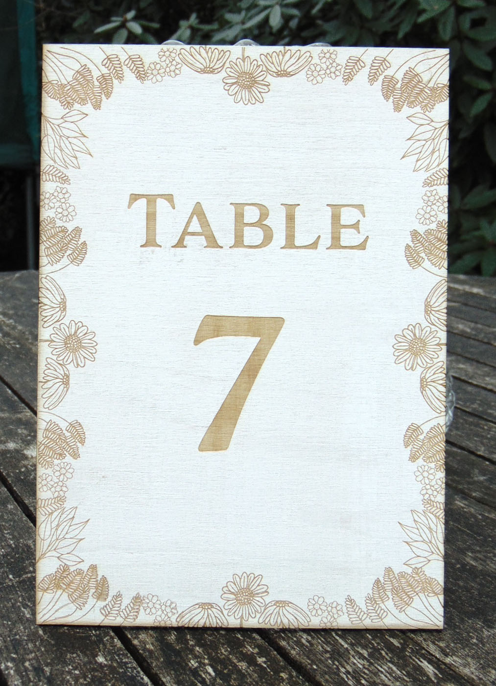 Personalised Table Number - Table Name Wooden Wildflower