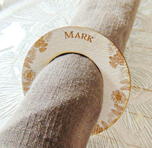Load image into Gallery viewer, Wildflower White Wood Wedding Place Setting Napkin Ring Holder
